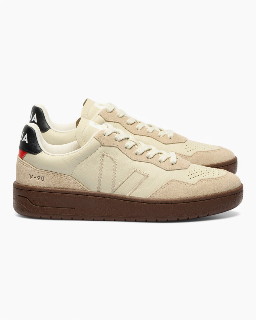 VEJA V-90 Leather Erkek Sneaker Pierre/Almond/Black