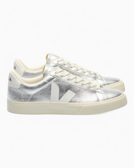 VEJA Campo Chromefree Leather Kadın Sneaker Silver/White
