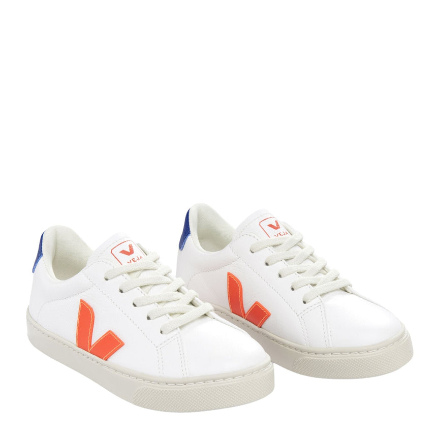 VEJA Small Esplar Laces Chromefree Leather Çocuk Sneaker Extra White/Fluo