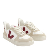 VEJA Small V-10 Laces Chromefree Leather Çocuk Sneaker Extra White/Marsala Almond