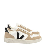 VEJA V-10 Chromefree Leather Kadın Sneaker Extra White/Black Sahara