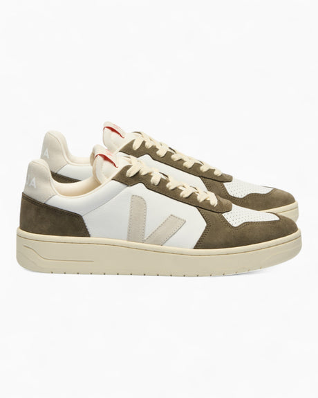VEJA V-82 Grained Leather Erkek Sneaker Extra White/Natural Kaki