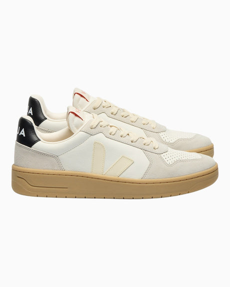 VEJA V-82 Grained Leather Erkek Sneaker Pure Calcaire/Black